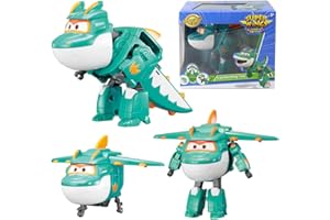 Super Wings Transforming Tino Dinosaure Avion Robot Jouet Action Figurine 12cm, Saison 6 Nouveau Personnage, Avion & Robot À Dinosaure en 10 Étapes, Jouet pour Enfant Garçons Filles 3 4 5 6 7 8 Ans