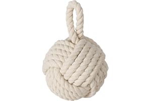 Boltze Set di fermaporta con nodo di iuta naturale, a maglia, con base in tessuto, peso 1,5 kg, con pratico passante (crema)