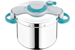 SEB Autocuiseur ClipsoMinut' Easy + bleu 9L Poignées rabattablesCocotte-minute® InductionLivre de 100 recettes Autocuiseur Inox Fabriqué en France Facile à utiliserP4904916
