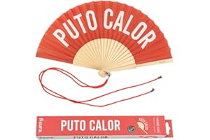 Fisura - Origineller Handfächer mit Botschaft. Moderner und lustiger Holzfächer. Roter Fächer. Fächer mit Fächerhalter. Maße: 42,5 x 23 cm. Materialien: Holz und Textil.