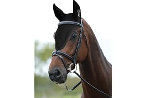 Horses Bonnet long cheval boucle noir COB, respirant, tissu doux et élastique, protège le cheval de la chaleur, du bruit, des insectes