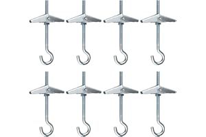 guangyuan 8 Stück Federklappdübel M4x90mm Hakendübel Decke Verzinkung Kippdübel mit Haken Deckenhaken Set für Hängende Pflanzen Hohlraumdübel Gipskarton Deckenmontage Wandbefestigung
