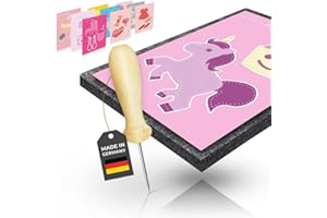 Jean-Philippe Dietz® Prickelset mit 10 Vorlagen (A5) - MÄDCHEN VERSION - Prickeln Prickelnadel mit Prickelfilz (20x15x1cm) - Made in Germany