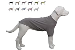 Lovelonglong Ribbed Dog T-shirt Cotton Knitted Dog Sweaters for All Season Pet T-shirts for Large Medium Small Dogs Dark gray L