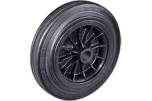 GSEUROMARKET Ruota anello gomma piena nera disco plastica Diametro mm.125 Portata Kg.100 Mozzo foro passante Ruote per carrelli manuali per carichi leggeri. Settore industriale (125)