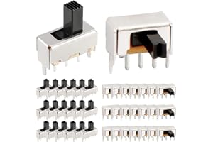 DAOKAI 20 pionowych przełączników suwakowych z wysokim przyciskiem SPDT 3-pinowe 2-pozycyjne 1P2T 5 mm SS12F44 & SK12D07 Micro Mini przełącznik kołyskowy do zabawek/majsterkowania