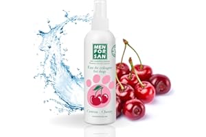 MENFORSAN Eau de Cologne pour chien | Cerise | Parfum intense et rafraîchissant | Effet déodorant | Contient des ingrédients très doux qui n'irritent pas la peau | Avec un pH neutre | 125 ml