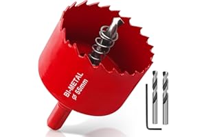 Yeepeo Otwornica 55 mm, uniwersalna otwornica HSS M42, bimetalowa, otwornica z trzpieniem sześciokątnym i wiertłem zestaw wierteł do drewna, płyt gipsowych, płyt gipsowo-kartonowych, tworzyw