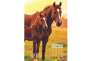 Agenda scolaire 2025-2026 Cheval Journalier 1 jour par page Petit format 12x17 Fille - Chevaux, équitation: Collège, lycée, étudiant, primaire (CM1, CM2) - Jument & poulain - 1 page par jour