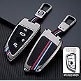 Coll of Fest Metal Silicon Key Cover Compatible with BMW X1 X3 X6 X5 | 5, 6, 7 Series gt Series M, X Series 4 Button Smart Key Special Feature Visible in Low-Light Condition