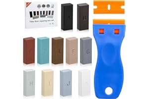 NAKUTITA Set di riparazione per piastrelle in 11 tonalità diverse, per pietra naturale, riparazione marmo, riparazione ceramica, set riparazione cera dura anche per pavimenti in laminato, parquet e vinile