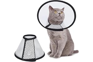 AFCJLTO Collar Isabelino Protector, Ajustable Cono Mascotas Protector Heridas, Collar Adecuado para Gatos pequeños y medianos de 2 a 3 kg(Circunferencia del Cuello: 18-22cm)