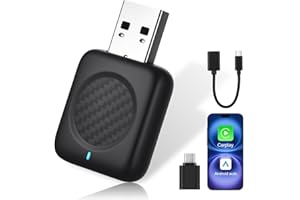 Amtake Bezprzewodowy adapter samochodowy CarPlay i Android - bezprzewodowy adapter USB do pojazdów z Wired CarPlay/Android Auto, Plug and Play, kompatybilny z iOS od 10, Android od 11