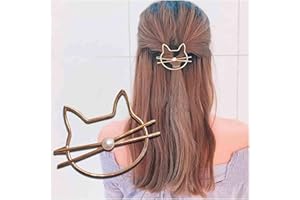 Yheakne Fermaglio per capelli a forma di gatto, in argento, per capelli, accessorio decorativo per donne e ragazze, regalo per amanti dei gatti (argento)
