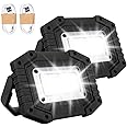 Trongle LED Rechargeable Work Lights, 30W Floodlight Battery Security Light with 3 Modes Outdoor COB Camping Lights with USB Waterproof for Garage, Fishing, Hiking, Black, 2 Packs (Battery Included)