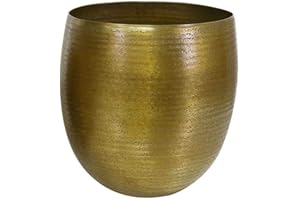 Casa Moro Orientalna doniczka Leon w kolorze antycznego złota, okrągła, z aluminium o wyglądzie młotka, luksusowa metalowa donica ozdobna w stylu boho, designerska donica na kwiaty, rozmiar XL