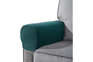 NEKOSUKI Arm Rest Covers Set, Set of 2 Stretch Armchair Covers for Arms, Spandex Polyester Sofa Arm Caps Non Slip Armrest Covers for Chairs Furniture Protector (Teal)