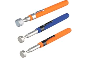 LUNAANDA 3 PCS Magnetic Telescopic Pick-up Tool,Handheld Magnetic Retrieval Tool with Non-Slip Handle, Durable Telescopic Magnetic Collector with Pocket Clip (8LB 8LB 10LB)