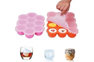 ZOUNICH Silikon Babynahrung Aufbewahrung Behälter, Silikon Babybrei Einfrieren mit Silikondeckel Behälter Gefrierschrank Tray, Wiederverwendbare - Gemüse, Obst Purees, Saucen und Eiswürfel