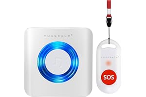 VOSSBACH Senioren Hausnotruf Set Empfänger mit Mobiler Notfallknopf SOS Notruf Alarm Knopf