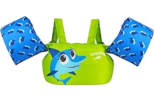 Gogokids Toddler Swimming Float Vest, Arm Bands Kids Swim Vest with Shoulder Harness Baby Floats Swimming Training Jacket for 2-6 Years Old Boys Girls Perfect for Pool, Learn to Swim and Beach