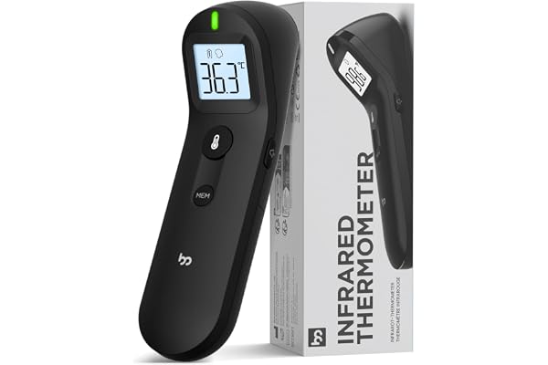 Thermomètre Frontal, Précision Professionnelle, Indicateur de Fièvre, Mode Silencieux, Meilleure Expérience de Mesure, Thermomètre Infrarouge Numérique Sans Contact pour bébé, enfants et adultes