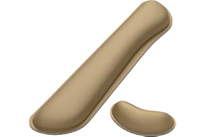 Dapesuom Vergrößertes Tastatur-Handgelenkauflage, Memory-Schaum, Handgelenkkissen, Unterstützung für einfaches Tippen, Maus-Handgelenk-Pad, rutschfeste Handgelenkstütze für Laptop, Büro, Leder, Braun