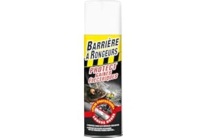 BARRIERE A RONGEURS Résine Protect Gaines électriques, Contre Rats, Souris, Mulots, Jusqu'Ã 6 mois, Aérosol 400 ml, BARGAINE400, Noir