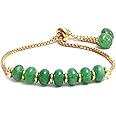 Gempires Green Jade Rondelle Beads Bolo Bracelet for Women, 14k Yellow Gold Plated Green Beaded Jewerly, Adjustable Bracelets, Jewellery for Women, Gift for Her