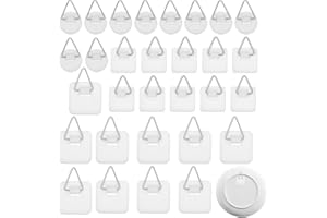 DONOONIS Ganci Adesivi per Quadri, 30 Pezzi Gancetti Piazza per Quadri Due Dimensioni, Ganci Rotondo Bianco per Quadri Adesivi per Piatti Da Parete, Cucina,Ufficio,Bagno,Foto e Decorazioni