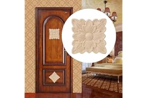 AUNMAS Aplique tallado de madera tallado sin pintar a cuadros calcomanía para muebles de la puerta del gabinete decoración 4pcs (1#)