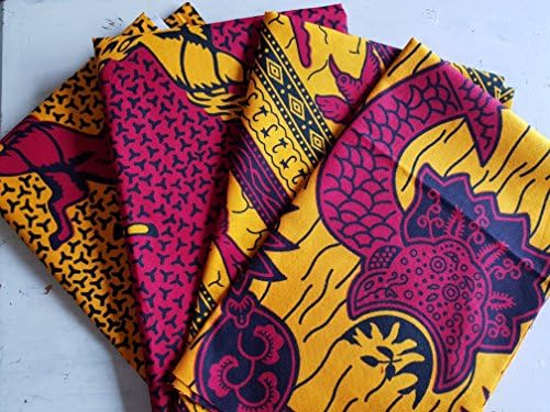 4 Fat Quarter Bundle African fabric Wax print Ankara ideal for quilting - craft supplies