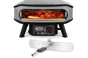 Cozze® | Four à Pizza 17" PREMIUM ROTATE | Gaz 30mbar | Pierre à Pizza Incluse | Allumage Automatique | Thermomètre Intégré | Grande Capacité, Noir