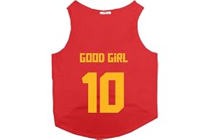 Ruse Pet Good Girl Jersey No.10 Printed Round Neck Sleeveless Dog Vest Tank T-Shirt/Tees Apparel/Clothes/Tees Gift for Dogs(Red) Medium (Chubby Pugs, Beagle etc.)