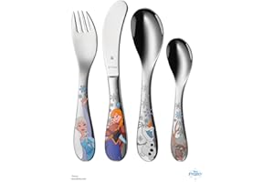 WMF Disney Frozen Lot de 4 Couverts pour Enfant à partir de 3 Ans, Couverts pour Enfant à partir de 3 Ans, Elsa & Anna, Couverts pour Enfants, en Acier Inoxydable Cromargan Poli