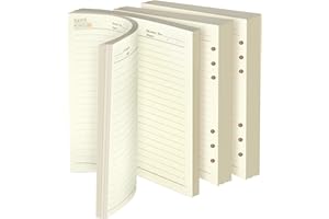 Vicloon Ricarica di Carta A5, 180 Fogli Ricariche di Compatibili con 6 Fori, Carta a Puntinati 21 * 14.2cm per Agende, Planner, Diari, Progetti Fai-da-te, A Righe, Schizzi, Pittura (Linea Orizzontale)