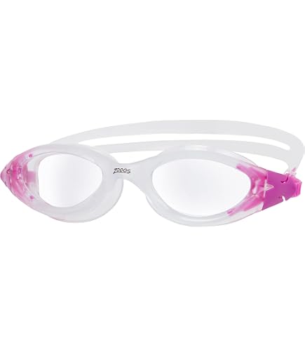 Zoggs Damen Fusion Air Schwimmbrille + Elite Case – White/Pink/Smoke, UV-Schutz, Anti-Fog