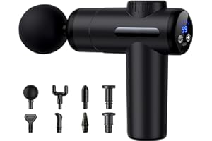 Bizcasa Pistolet de Massage Musculaire 99 Vitesses Réglables Gun,8 Têtes de Massage,l'Écran LCD, chargement USB,Léger et Portable, pour l'Exercice Quotidien, Soulager Douleurs Musculaires