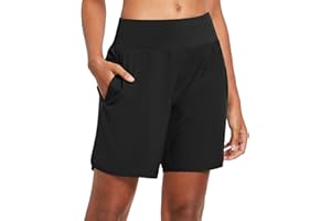 BALEAF Short Sport Femme Running Taille Haute Short Fitness Femme Respirant avec 4 Poches pour Surf Volley Ball Tennis Randonnee Gym Yoga