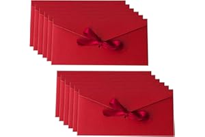 LYHSMG 10Pcs Gift Envelopes with Ribbon Closure,Kraft Paper Money Envelopes for Cash Gifts,Money Gifts Envelope,Red Christmas Money Wallets for Christmas & New Year,Invitation for Festival Party Greeting