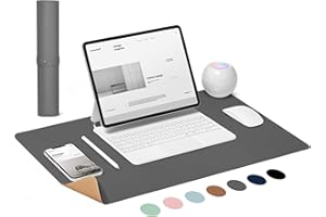 LeKuni Podkładka na biurko 80 x 40 cm, antypoślizgowa podkładka pod mysz, dwie strony: skórzana i korkowa, wodoodporna podkładka na biurko do biura i domu, szara