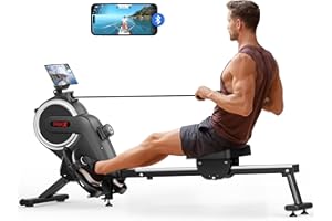 Dripex Macchina da Remo per Casa, Vogatore Magnetico Silenzioso con Binario in Alluminio, 16 Livelli di Resistenza, Schermo LCD, App Compatibile, Fitness e Allenamento Cardio Domestico