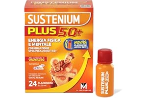 Sustenium Plus 50+ Integratore Alimentare Energizzante con Vitamina B12 ad Alto Contenuto, Formula per Adulti 50+ in Pratici Flaconcini. Energia in un Sorso, confezione da 24 Flaconcini da 20 ml