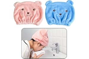 Norhogo 2 sztuki ręczników z mikrofibry, pochłaniający wodę, słodkie, suche włosy, czepek turbanowy, szybkoschnący, szybkoschnący, turban do włosów dla kobiet, dorosłych lub dzieci, dziewcząt