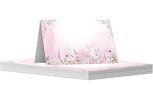 GIFTZIE 30 Pack Name Place Cards for Table - Pink Watercolour Flowers - Table Name Cards for Weddings, Engagement Party, Celebration Birthday Parties, 80mm x 80mm White Wedding Table Plan Placecards Card