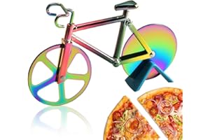 La Llareta Fahrrad Pizzaschneider, Edelstahl Pizza Schneider, Doppel Pizza Cutter Mit Scharfem Schneiderad, Leicht Zu Schneiden, für Party(Titanium)