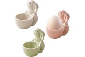 EEPLUYTY Coquetier, Coquetiers en Céramique, Coquetiers Lapin, Coquetiers De Pâques, Œufs Parfaits pour Le Petit-Déjeuner, Pâques Et Toutes Sortes De Célébrations (Rose, Blanc, Vert)