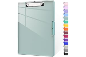 ‎PIASOENC Piasoenc Klemmbrett mit Aufbewahrung, Klemmbretter mit 2 Aufbewahrungsboxen und A4-Papierordner, klare, trocken abwischbare Oberfläche, strapazierfähiger Kunststoff, Folio & seitliche Öffnung.