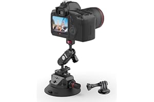 PICTRON SC-02 4.5" Camera Car Suction Cup Mount for GoPro, Vacuum Suction Cup Holder with Pump and Quick Release NOTA Magic Arm, Camera Car Mount for DJI OSMO, GoPro Hero, Nikon, Sony, DSLR
