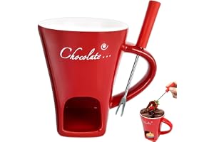 Keramik Fonduekopp, 200 ml Choklad Smältande Muggar med Choklad Fondue Gaffel Ost, Choklad, Karamellsmör (Utesluter ljus)